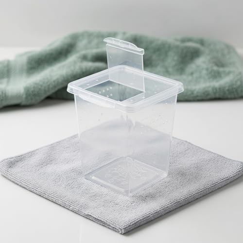 4pcs Reptile Feeding Box for Crickets and Tarantulas with Multihole Ventilation Design, Crystal Observation, Smooth Plastic Surface, for Terrestrial Habitat and Colony Container