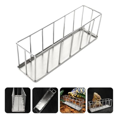 Beaupretty Stainless Steel Reptile Feeder Dish for Tortoise Lizard Small Escape-Proof Pet Food Container Terrarium Bowl Suitable for Bearded Dragon and Gecko Feeding