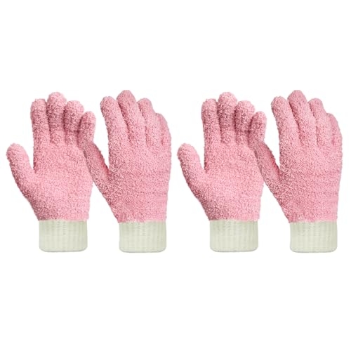 MIG4U Microfiber Dusting Gloves House Cleaning Glove for Blinds, Windows, Shutters, Furniture, and Car, Reusable Lint-Free Pink 2 Pairs S/M - color: Pink 2 Pairs, size: Small-Medium