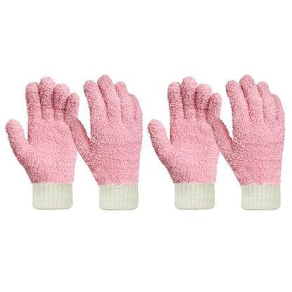 MIG4U Microfiber Dusting Gloves House Cleaning Glove for Blinds, Windows, Shutters, Furniture, and Car, Reusable Lint-Free Pink 2 Pairs S/M - color: Pink 2 Pairs, size: Small-Medium