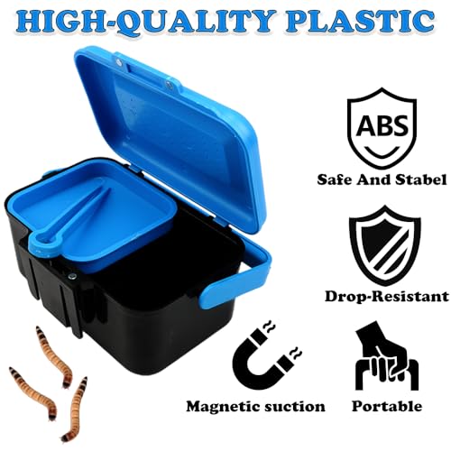 Small Size Mealworms Breeding Box Mealworms Feeding Kit to Breed Live Worms for Small Reptile Spider Manti Insects (Blue)