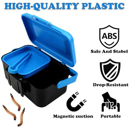 Small Size Mealworms Breeding Box Mealworms Feeding Kit to Breed Live Worms for Small Reptile Spider Manti Insects (Blue)