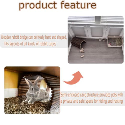 kathson Guinea Pig Wooden Bridge Ladder（15.8 x 7.9 in）, Wooden Flexible Hideout - Extra Large Wooden Rabbit Climbing Tunnel Hideaway for Bunny Guinea Pig Chinchillas Hedgehogs and Other Rodents - size: XL-Smooth(15.8 x 7.9 inches)