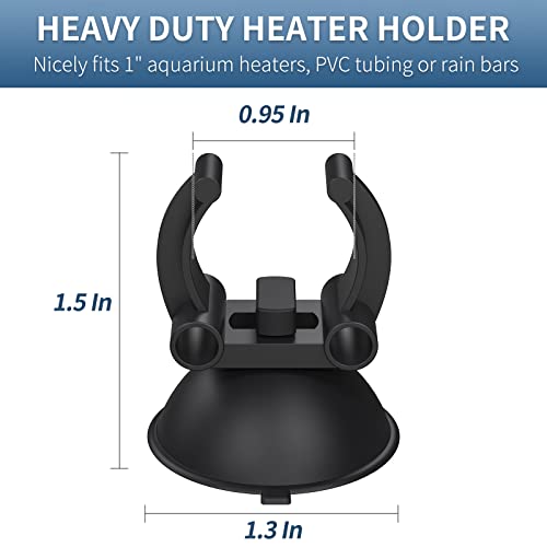 Pawfly 12 Pack Aquarium Heater Suction Cups Suckers with 0.95 Inch Clips Black Standard Heating Rod Holders Clamps for Fish Tanks (Not for Airline Tubing), 1.3 Inch