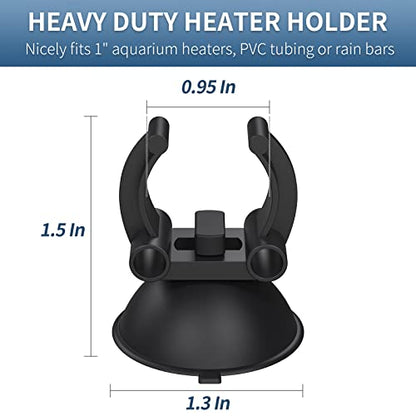 Pawfly 12 Pack Aquarium Heater Suction Cups Suckers with 0.95 Inch Clips Black Standard Heating Rod Holders Clamps for Fish Tanks (Not for Airline Tubing), 1.3 Inch