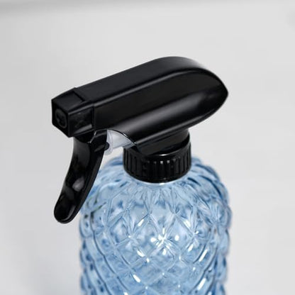 12Oz Glass Plant Spray Bottle, Gem Pattern Glass Sprayer, Watering Can with Black Plastic Top Pump, Handheld Watering Can for Indoor Outdoor Potted Plants and Greenery (Blue) - color: Blue
