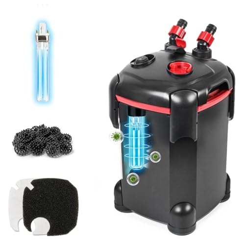 PONDFORSE Canister Filter, External Aquarium Filter Ultra-Quiet with Media | Adjustable Flow Rate, Multiple Filtration Approaches, Powerful Water Circulation Cleaning Machine for Fish Tanks and Aquarium - size: Large-2