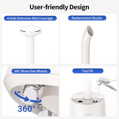 Humidifier for Large Room-6.3Gal Cool Mist, Top Fill,3000ft²,Beige | Commercial Humidifier with 4X Atomizers,1500mL/h Mist Output with Auto Mode,40H Runtime,Quiet Humidifiers for Bedroom & Plant - color: Beige