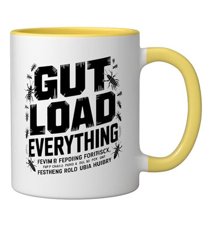 Veiled Chameleon Keeper Gut Loading Feeder Insects Insect Ceramic Mug, Yellow/White - color: Yellow/White