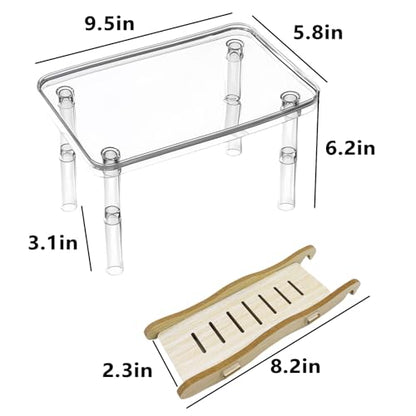 Hamster Platform Acrylic Small Animal Play Activity Resting Stand Climbing Cage Toy with Ladder for Dwarf Syrian Hamsters Gerbils Mice Sugar Glider - color: Transparent(1PCS)