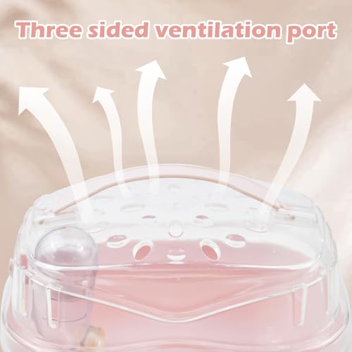 Hamster Carrier Cage with Water Bottle,Portable Hamsters Travel Cage Plastic Guinea Pig Carrying Cases Small Animal Carry Cage for Dwarf Hamsters Chinchillas Hedgehog Mouse(Pink) - color: 【Pink】