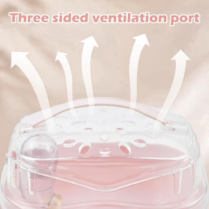 Hamster Carrier Cage with Water Bottle,Portable Hamsters Travel Cage Plastic Guinea Pig Carrying Cases Small Animal Carry Cage for Dwarf Hamsters Chinchillas Hedgehog Mouse(Pink) - color: 【Pink】