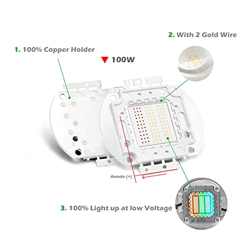 CHANZON High Power Led Chip 100W RGB Common Anode | (600mA - 700mA for Each Color) Multicolor Super Bright Intensity SMD COB Light Emitter Component Diode Bulb Bead DIY Lighting - color: Q) Rgb