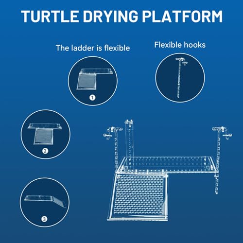 Large Turtle Docks Adjustable Hanging Basking Platform with Slip-Resistant Surface, Sturdy Construction for Aquatic Turtles, Easy to Install and Maintain(13'' x 6.9'')