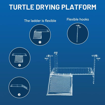Large Turtle Docks Adjustable Hanging Basking Platform with Slip-Resistant Surface, Sturdy Construction for Aquatic Turtles, Easy to Install and Maintain(13'' x 6.9'')