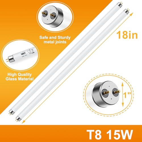 LUCKY HERP T8 15W UVB 10.0 Reptile Light, 18inch UVA UVB Reptile Light Bulb 2 Pack, Fluorescent Lamp for Reptiles Amphibians Lizards Chameleons - size: 18inch 10.0