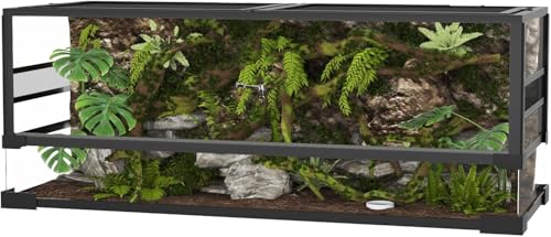 50 Gallon Reptile Tall Glass Terrarium 36" X 18" X 18" - Anti-Escape Design, Dual-Climate Water-Tight Base for Easy Maintenance,Reptile Enclosure with Top Screen Ventilation - size: 36x18x18 inch
