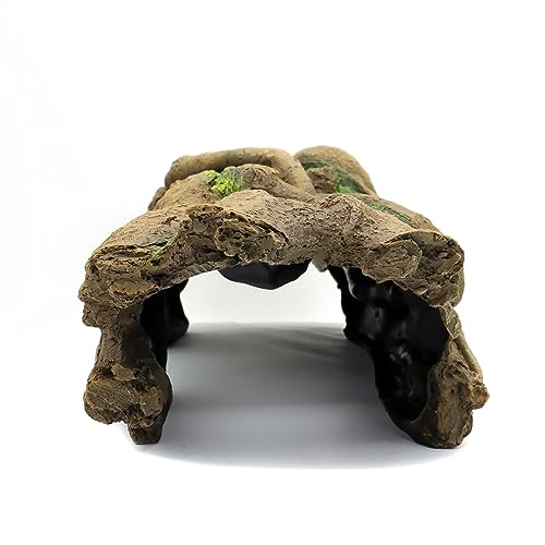 JIHAQUA Aquarium Resin Bark Terrarium Decor Lizard, Snake or Reptile Hide | Spider and Aquarium Fish Hide Cave