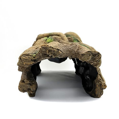 JIHAQUA Aquarium Resin Bark Terrarium Decor Lizard, Snake or Reptile Hide | Spider and Aquarium Fish Hide Cave