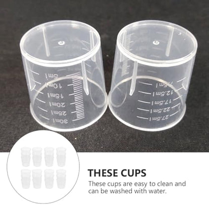 100 Pcs Reusable Washable Measuring Cups Multifunctional Scale Bowls for Reptile Feeding and Storage, White Plastic Containers Suitable for Lizards and Crawling Pets