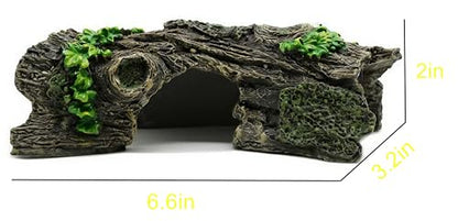 Aquarium Hollow Tree Trunk Decoration-Resin Betta Fish Cave Hide with 3 Entry Holes | Hideout & Resting Decor for Nano Fish,Guppies & Small Fish Tanks|6.6"×3.3"×2.1" - size: xs