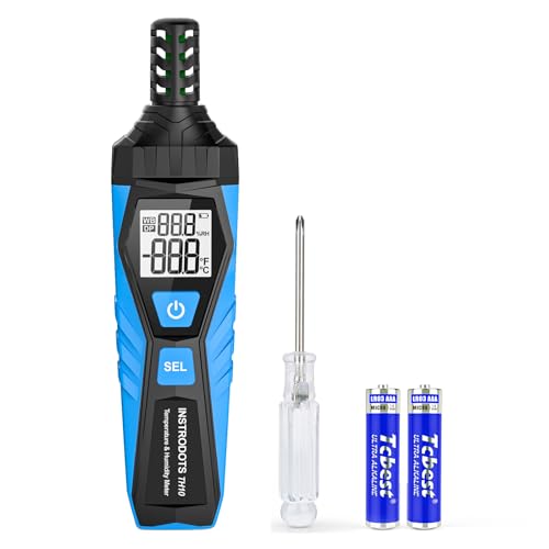 Temperature Humidity Meter Hygrometer with Dew Point & Wet Bulb | High Precision Temperature and Humidity Monitor, Wet Bulb Thermomete with Dual Display Temperature & Humidity, LCD Backlight - color: Blue, size: TH10
