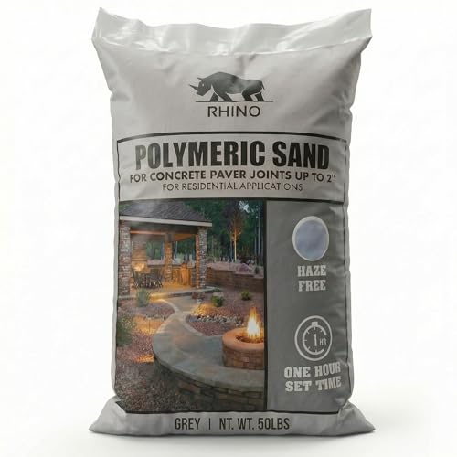 RHINO POLYMERIC SAND, Joint Stabilizing Sand for Pavers, Natural Stone, Brick, Flagstone, Hardscape Patio Walkway Driveway and Retaining Wall up to 2 Inch (50 Pound, Slate Gray) - color: Slate Gray, size: 50 Pound