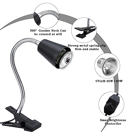 Reptile Heat Lamps, UVA/UVB Turtle Heat Lamp,Turtle Aquarium Light Bulbs, Heating Lamps with 360° Rotatable Heat Lamp for Lizard Turtle Snake Aquarium Aquatic Plants,2 Heat Bulbs 110V - color: Timed-99%uva+3%uvb Turtle Lamp+2bulb