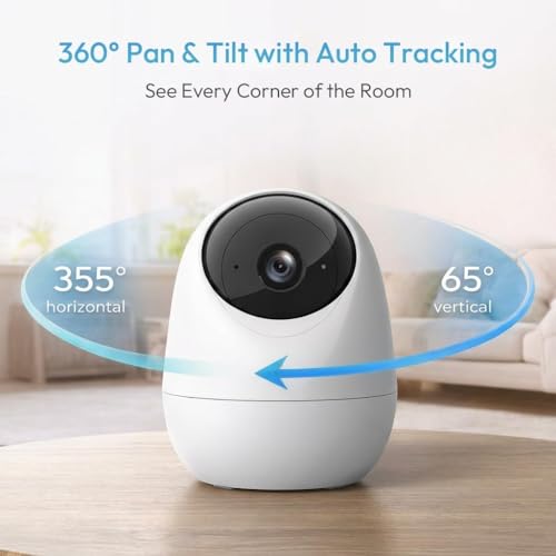 Rraycom 2Pack Indoor Security Camera 5G/2.4 GHz Wi-Fi, Baby & Pet Monitor | 360° PTZ, Motion Detection & Tracking,Human/Motion/Sound Detection,2-Way Talk, Night Vision, Works/Alexa,SD/Cloud - size: 2Pack