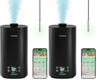VIVOSUN AeroStream H05 Intelligent Wi-Fi Humidifier, 1.32 Gal / 5 L Humidifier with Temp & Humidity Probe, Smart Remote Control, Designed for Growers (Pack of 2) - size: 5 L (Pack of 2)