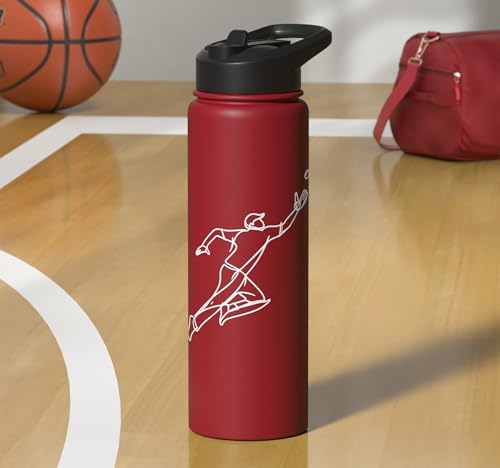 Cricket Keeper Drawing Stainless Steel Insulated Water Bottle - color: Red