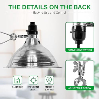 Simple Deluxe Clamp Lamp Light Socket with 8.5 Inch Aluminum Reflector, Suit for Max 150 Watt Lamp (No Bulb Included) with 18/2-Gauge 6 Feet Cord, 6-Pack - size: 8.5 Inch (150 Watts), style: 6-Pack