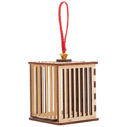 Balacoo Wooden Cricket Cage 6.3In, Hanging Reptile Habitat with Chinese Knot for Grasshoppers & Spiders, Ventilated Breeding Box for Indoor/Outdoor Use