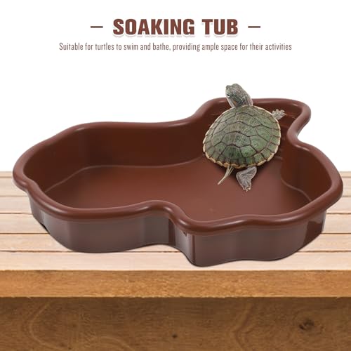 Large Turtle Bath Basin Reptile Soaking Tub Plastic Terrarium Water Dish for Tortoise Habitat and Feeding, Oversized Turtle Pool for Reptile Bathing and Feeding Use
