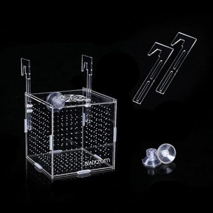 AWXZOM Acrylic Fish breeding Box, Acrylic Fish Isolation Box, Fish Separator for Aquarium, Hatchery Incubator with Suction Cups for Small Baby Fishes Shrimp Clownfish Guppy (5.9 * 5.9 * 5.9inch) - size: 5.9 * 5.9 * 5.9inch