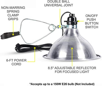 Simple Deluxe 150W Reptile Ceramic Heat Bulb with 8.5 Inch Clamp Lamp and Digital Thermostat Controller Combo Set for Incubating Chicken & Amphibian Pet, 2 Pack