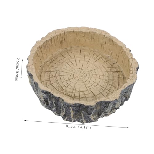 Kisangel Reptile Feeding Bowl for Tortoise and Lizard Dark Brown Resin Food and Water Dish Crawling Food Storage Container for Reptile Supplies Sturdy and Easy to Clean
