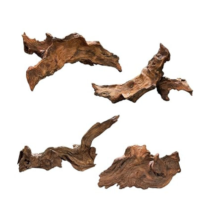 AWXZOM 4pcs 5-6inch Natural Driftwood for Aquarium Driftwood Pieces Small Aquarium Driftwood for Reptile Fish Wood Decor