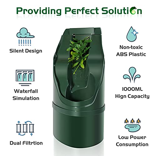 Reptile Chameleon Cantina Drinking Fountain Water dripper Comes with Feeding Tongs and Frosted Tweezer for Lizard Turtle Snake Spider Frog Gecko, Come with an Extra Pump for Replacement