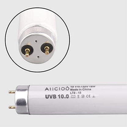 Aiicioo T8 UVB Reptile Light - 10.0 Reptile Fluorescent Light Bearded Dragon Desert UVB Bulb 24 inch 18 watt for Reptile Turtles Chameleon Tortoises Lizard - style: T8 Tube-18W 10.0
