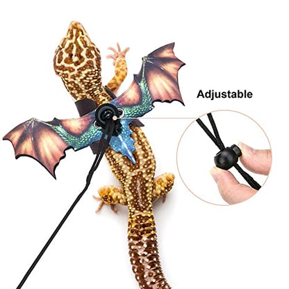Bearded Dragon Leash, Adjustable Portable Reptile Leash with Cool Wings for Gecko, Bearded Dragon, Iguana, Hamster, Guinea Pig (S+M+L) - color: purple