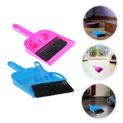 Mini Broom and Dustpan Set for Small Pet Cage Cleaning, 10pcs Pastel Pink and Blue Animal Bedding Scooper Tools for Hamsters, Chinchillas, Hedgehogs, Reptiles, and Rabbits