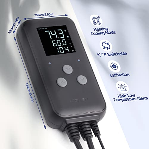 DIGITEN Heat Mat Thermostat Waterproof Temperature Controller DTC315 Greenhouse Aquarium Plug in Thermostat for Seedlings 15A Reptiles Temperature Controller Outlet - size: 15A Waterproof Temperature Controller