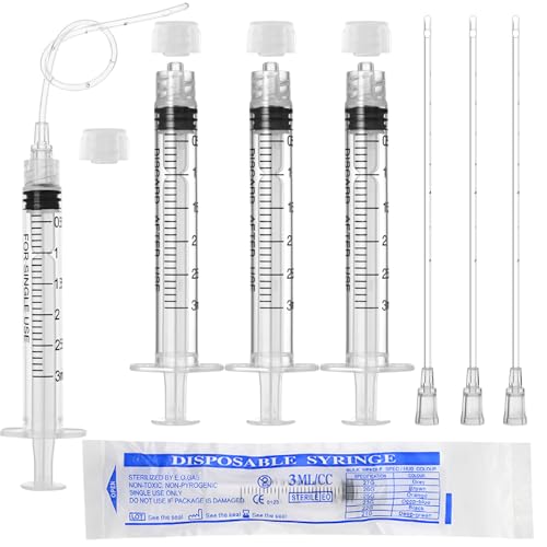 3ml Luer Lock Syringe with Cap and Soft Plastic Tube, 10 Pack | Suitable for Pet Liquids Feeding, Individually Wrapped - size: 3ml - 2.0mm Tube