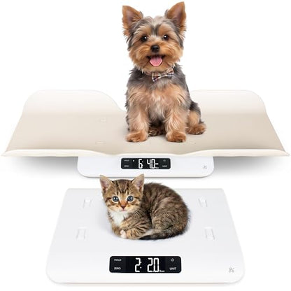 Greater Goods Wiggle-Proof Digital Pet Scale for Cats, Dogs & Small Animals | Weighs Puppies, Kittens & Senior Pets up to 44 lb, Removable Tray, Tare Function, Measures in lb, oz & kg for Growth Tracking