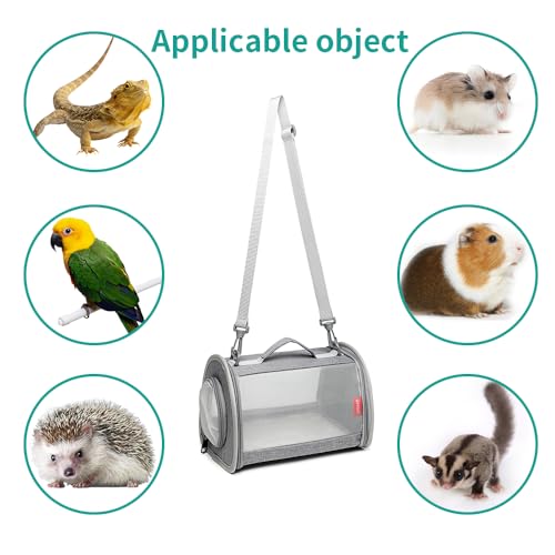 Guinea Pig Carrier Travel Small Animal Carrier Bag Lizard Bird Rabbit Carrier Cage Squirrel Breathable Bag Portable Travel Hamster Small Pet Hangbag (Large, Gray) - color: gray, size: Large