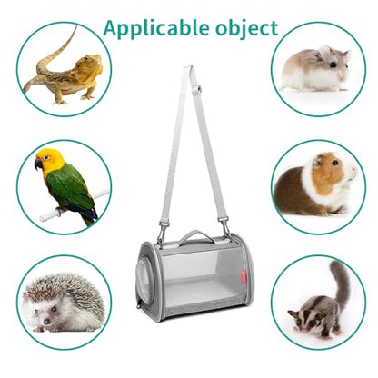 Guinea Pig Carrier Travel Small Animal Carrier Bag Lizard Bird Rabbit Carrier Cage Squirrel Breathable Bag Portable Travel Hamster Small Pet Hangbag (Large, Gray) - color: gray, size: Large