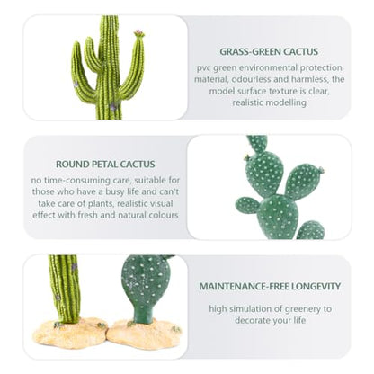 2Pcs Reptile Cactus Plants Terrarium Decoration Faux Reptile Terrarium Cactus Plant Landscape Decoration for Turtle Lizard