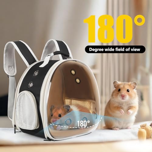 Back Expandable Backpack for Small Animals, Portable Travel Bag Breathable Pet Carrier Cages for Bunny, Guinea Pig, Bearded Dragon, Lizard, Rabbit, Squirrel, Tortoise, Kitten, Sugar Glider - color: Polarized
