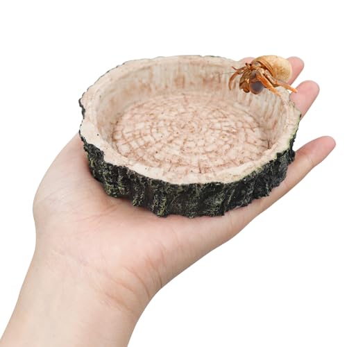 3 Pack Reptile Water Dish Food Bowls, Hermit Crab Food Dish with Feeding Tongs, Bearded Dragon Water Bowl, Suitable for Hermit Crab Lizard Gecko Tortoise Turtle Frog Leopard Crested Gecko - color: Tree Stump